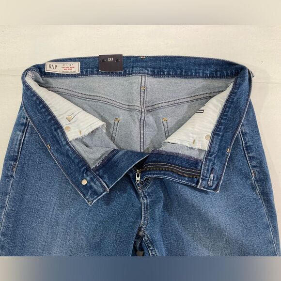 Gap Jeans Women’s 12 Short Blue Denim Mid Rise Slim Fit Raw Hem Vintage Style - Picture 6 of 13